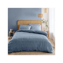 Seersucker Double Duvet Set Lansfield Blue - Catherine Lansfield