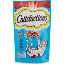 Catisfactions Snack per Gatti 60g – Croccante e Morbido – Salmone – 22% Proteine – 22% Grassi – 408 kcal/100g