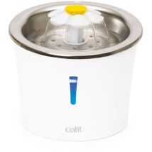 Fontaine A Eau Pour Chat A Fleur - Catit - Flower - 3l - Dessus En Acier Inoxydable - Avec Led - Blanc
