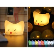 Nachtlicht CATTY CAT, per USB aufladbar, dimmbar, 7 Lichtfarben, mit Soundeffekt