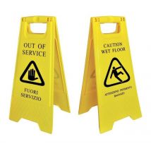 Cavalletto di Avviso Bifacciale 62cm Cartello Pavimento Bagnato e Fuori Servizio
