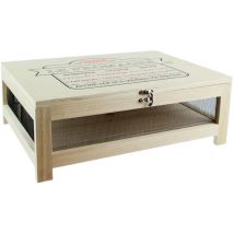 Cave à fromages en bois brut – Plateau de service amovible – Longueur 38,6 cm – Hauteur 14,7 cm – TOTALLY ADDICT