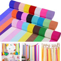 CAVEEN 5CM 10M 24 rouleaux de décorations en papier crépon en 24 couleurs