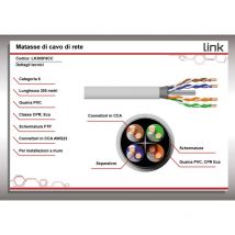 Link Cavo Solido Schermato Ftp Per Reti Categoria 6 Pvc Awg23 Materiale Cca Matassa Mt 305 Classe Cpr Eca Guaina Bianca