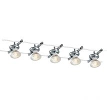 Cavi metro cromo cinque lampadine MR16 - Cromo