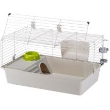 FERPLAST Jaula roedores CAVIE 80 para cobayas, cobayas, de metal, accesorios incluidos: comedero, bebedero, cuenco, caseta. 77 x 48 x 42 cm