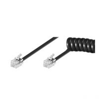 Goobay - cavo spirale telefonico cavetto spiralato cornetta rj10 4p4c cavo piatto nero 2 mt