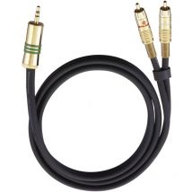 Oehlbach - 2056 rca / Jack Audio Cavo [2x Spina rca - 1x Spina jack da 3.5 mm] 1.00 m Nero contatti connettore dorati