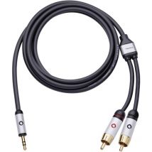 Oehlbach - 60006 rca / Jack Audio Cavo [2x Spina rca - 1x Spina jack da 3.5 mm] 5.00 m Nero contatti connettore dorati
