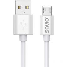 Cavo usb 3 m usb 2.0, usb a - micro usb white savio cl-167