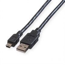 ITB - Roline Cavo usb usb 2.0 Spina usb-a, Spina USB-Mini-A 0.80 m Nero Schermato 11.02.8708