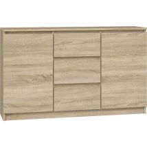 Topeshop - cazar Commode moderne 2 portes + 3 tiroirs chambre/salon/bureau Dimensions : 75x120x40 Design minimaliste Meuble fonctionnel
