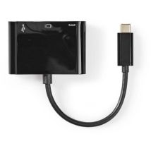Nedis - Câble adaptateur usb-c usb-c Mâle a Femelle + usb-c Femelle+ Sortie hdmi 0,2 m Noir