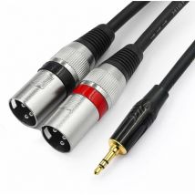 Aougo - Câble de 3,5 mm vers xlr, câble de raccordement de câble de dérivation stéréo mâle de 3,5 mm à Deux xlr - 1 mètre