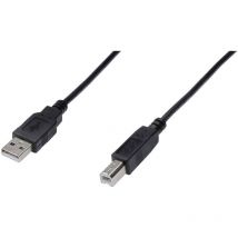 Assmann - Digitus Câble usb usb 2.0 usb-a mâle, usb-b mâle 1.00 m noir rond, blindage double AK-300105-010-S S381231