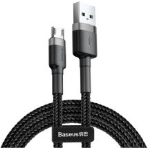Tresice France - Câble flexible résistant câble microUSB usb 1,5A 2M noir et gris