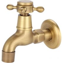1 pcs Robinet de Jardin en Laiton Massif Vintage Fixé au Mur Filetage G1 / 2 pour Piscine Lavabo Evier de Cuisine(Short) - Ccykxa
