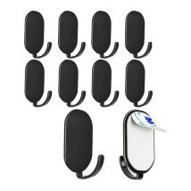 10 Pièces Crochet Adhésif 3M, Crochet Adhesif Mural, Crochet Adhésif en Acier Inox, Crochets Auto Adhésif, Crochets Muraux Autocollants pour Salle de