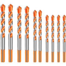 Yozhiqu - ccykxa 10Pcs Tungsten Carbide Masonry Drill Bit Set for Ceramic Porcelain Metal Steel (6/8/10/12mm)