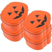 CCYKXA 10x9x4.5cm 4 Pieces Halloween Metal Pumpkin Tins Mini Candy Boxes with Lids Decorative Storage Original and Practical
