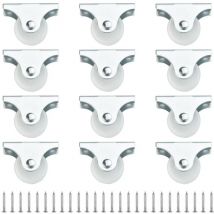 12 Pcs Petite Roulette pour Meuble 25 mm, Mini Roulettes Directionnels, Roulette Fixe en Plastique et Métal, Petites Roulettes à Visser non