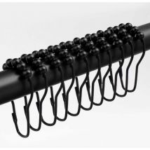 12 Stück Duschvorhangringe aus Edelstahl, Duschringe, Duschvorhanghaken mit Schiebesystem, robuster Edelstahlhaken (schwarz) - Ccykxa