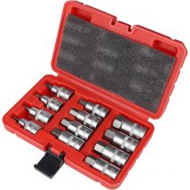 12-teiliges 1/2-Zoll-Inbus-Steckschlüssel-Set, Innensechskant 5, 6, 7, 8, 10, 12, 14, 16, 17, 18, 19, 22 mm, mit Kunststoffgehäuse,