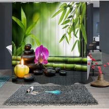120x180 cm Rideau Douche Anti Moisissure, Rideau Douche Vert Rideau de Douche en Polyester Rideau Douche Bambou Rideau de Douche - Ccykxa