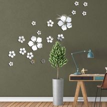 Ccykxa - 18 Pièces Autocollants Stickers Muraux Fleurs Deco Salon Moderne Maison Décoration Ado Fille Chambre Miroir Stickers Muraux