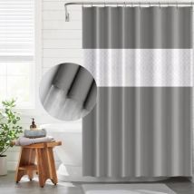 180x180 Cm Rideau de Douche Gris Épissé Rideau de Douche Anti Moisissure Imperméable à l'eau Salle de Bain Rideau D'anneau de Douche Facile à