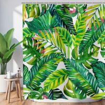 180x180cm Rideau de Douche Feuilles Tropicales Banane Verte Feuilles de Palmier Rideau de Douche Jungle Plante botanique Rideau de Baignoire
