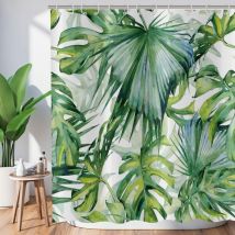 CCYKXA 180x180cm Rideau de Douche Feuilles Tropicales , Feuilles de Palmiers Verts Rideau de Douche Jungle Plante botanique Rideau de Baignoire