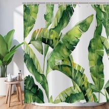 180x180cm Rideau de Douche Feuilles Vertes , Feuilles de bananier Tropicales Rideau de Douche Jungle Plante botanique Rideau de Baignoire Imperméable