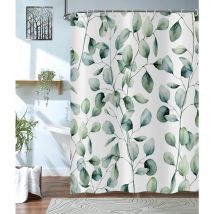 180x180cm Rideau de Douche Vert Feuilles Sauge Vert Eucalyptus Feuilles Rideau de Douche Aquarelle Plante Botanique Rideau de Baignoire Imperméable