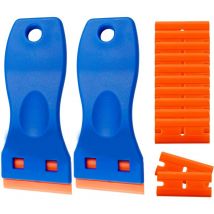 Ccykxa - 2 Kunststoffschaber 100 Abzieher zum Entfernen von Etiketten, Kleber, Farbe, Aufklebern und Abziehbildern, Fensterreinigung, blau