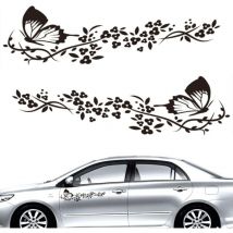2 Pcs Autocollant Voiture, Stickers pour Voiture Avec Motif Papillons et Fleurs,Autocollant Voiture Tuning pour Capot de Voiture,Moto,Planches à