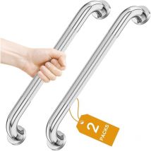 Ccykxa - 2 Pcs/Set 41cm Polished Stainless Steel Grab Bar Handle with Knurled Non-Slip Bathroom Bathtub Grip for Elderly/Disabled/Children