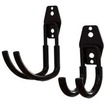 2 Pièces Crochets Utilitaires Multifonctions Avec Vis,Crochet Muraux en Acier Avec Revêtement Noir, Crochets-Doubles Utilitaires pour Outils