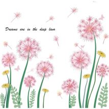 2 Pièces Sticker Muraux Fleurs, Sticker Fleur Mural pour Salon, Fleur Sticker Mural Enfants Fille,Autocollant Mural Pissenlits, Stickers Chambre