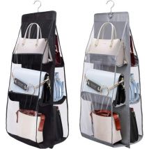 2Pack Organiseur de sac à main à suspendre 6 Poches Organisateur de Garde Robe Sacs Penderie Sac de Rangement Suspendu Organisateur de Garde Robe