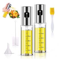 Ccykxa - 2PCS 100ML Vaporisateur Huile avec Échelle, Pulverisateur Huile d'olive avec Entonnoir Vaporisateur Huile Cuisine en Acier Inoxydable avec