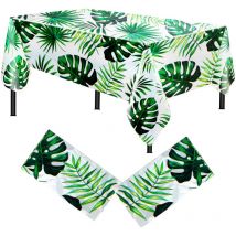 2pcs nappes hawaïennes, Nappe en Plastique, imperméable et résistante à l'huile, Nappe en Feuille de Palmier Tropical, Nappe d'extérieur pour fête