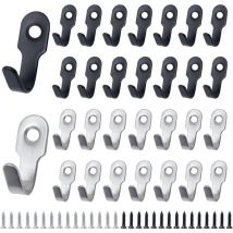Ccykxa - 30 Pcs Crochet Mural Noir a Visser Crochet Petit Clavier Crochets à Clés Noir Argent Mini Crochet Rétro inox Crochet de Manteau avec Vis