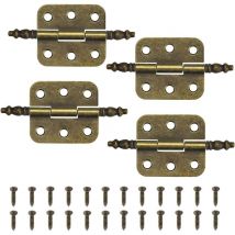 4 pcs Charnières Antiques 7035mm Charniere Porte Placard Vintage 6 Trous Charnières Rétro Pliant Charniere Decorative Fer Charnière Porte Meuble