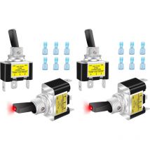 4 pièces Interrupteur à Bascule avec led Rouge on off interrupteur 12v 30a 3 bornes Interrupteur à Levier 2 position spst pour voiture, camion,