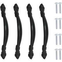 CCYKXA 4 pièces Poignee de Meuble Vintage Poignet de Porte Cuisine Meuble de Alliage Poignées de Placard Noir Poignée en arc D'armoire,pour Commodes