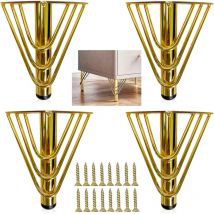 CCYKXA 4 Pieds de Meubles Metal Doré, Pied Canapé de Rechange de 15cm Moderne, Pied pour Table Basse, Meuble TV, Armoire Salle de Bain avec