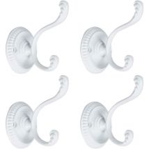 4pcs Patère Crochet Porte Manteau Murale pour Peignoir Serviette Crochet De Porte Salle de Bain Cuisine Crochet Alliage Zinc avec Vis blanc - Ccykxa