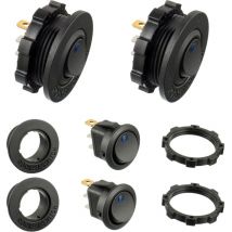 4pcs)Interrupteur d'éclairage led rond bleu KCD1-8 12V 20A Interrupteur à bascule étanche pour véhicules marins et divers Interrupteur d'éclairage