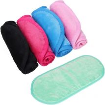 5 Pcs Serviette Démaquillante, Lingettes Démaquillantes Réutilisables 40 x 17 cm Serviette Visage en Microfibres Chiffons Démaquillants Lavables et